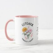 Mug OCTOBRE Mois de naissance Fleur Nom personnalisé C (Gauche)