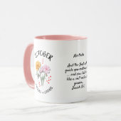 Mug OCTOBRE Mois de naissance Fleur Nom personnalisé C (Devant gauche)