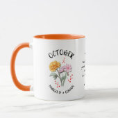 Mug OCTOBRE Mois de naissance Fleur personnalisée Mari (Gauche)