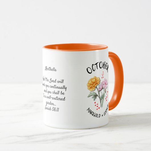 Mug OCTOBRE Mois de naissance Fleur personnalisée Mari (Devant droit)