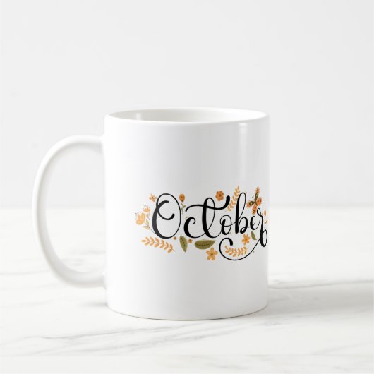 Mug Octobre Whimsy - Papillon d'automne & Script flora (Gauche)