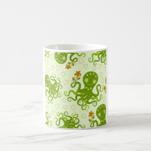 Mug Octopes Vertes Avec Fleurs (Centre)