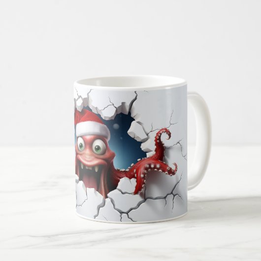 Mug Octopus 3D de Noël (Devant droit)