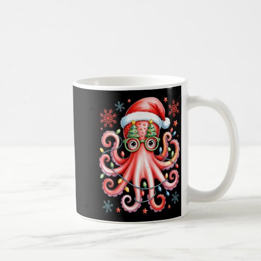 Mug Octopus Gles Santa Hat Christmas Light Ocean Anima (Droite)