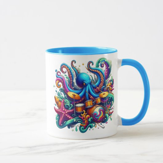 Mug Octopus jouant de la batterie Percussive Sea Symph (Droite)