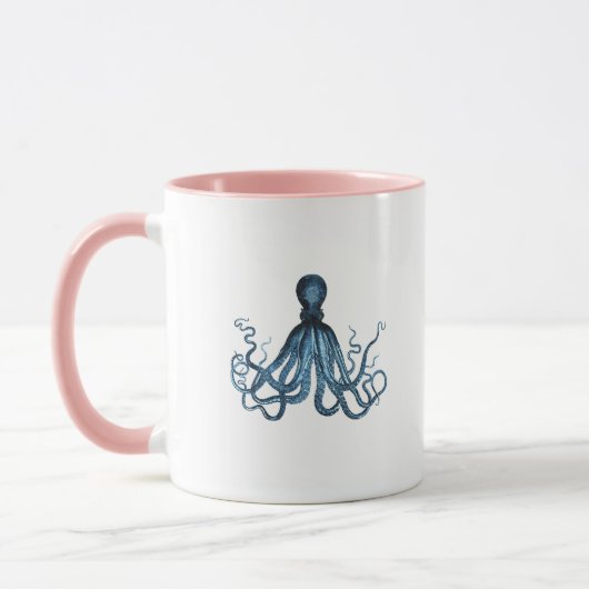 Mug Octopus kraken nautique plage côtière bleu (Gauche)