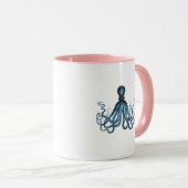 Mug Octopus kraken nautique plage côtière bleu (Devant droit)