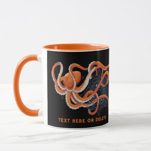 Mug Octopus Orange Mandala bleu (Gauche)
