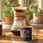 Mug Octopus Orange Mandala bleu