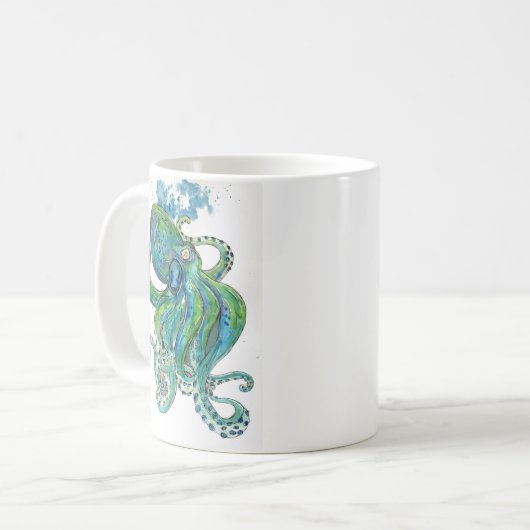 Mug Octopus vert et bleu (Devant gauche)