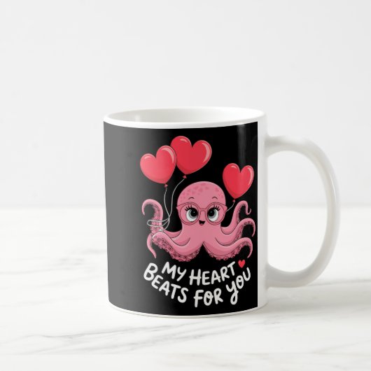Mug Octopus With Heart Lloons My Heart Beats For You V (Droite)