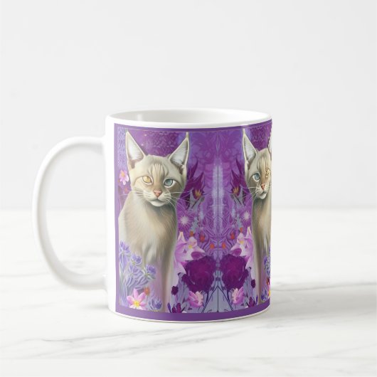 Mug Odd Eyed Siamese Kitten en rose (Gauche)