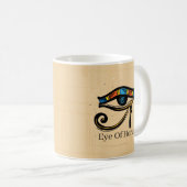 Mug OEil de Horus sur papyrus, hiéroglyphes égyptiens (Devant droit)