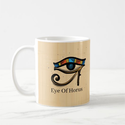 Mug OEil de Horus sur papyrus, hiéroglyphes égyptiens (Gauche)