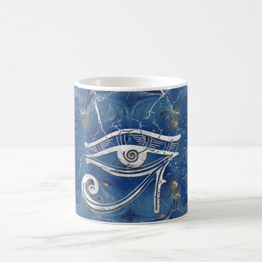 Mug Oeil égyptien argenté de Horus sur le marbre bleu (Centre)