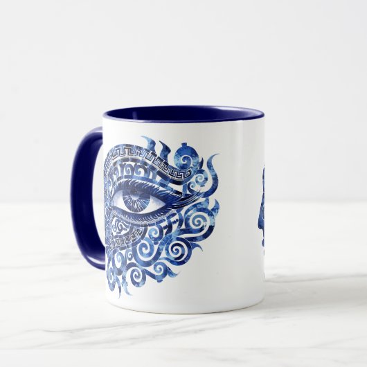 Mug Oeil mal grec Abstrait avec clé grecque (Devant gauche)