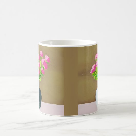 Mug Oeillets roses dans un vase Art moderne (Centre)