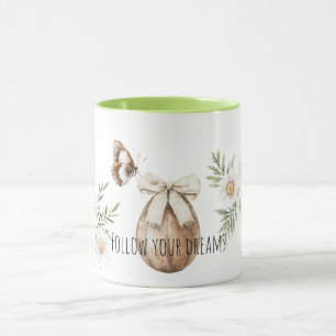 Mug Œuf de Pâques en faux bois avec nœud papillon marg