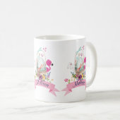 Mug Oeuf mou, Flamant rose rose et lapin, /w Ruban (Devant droit)