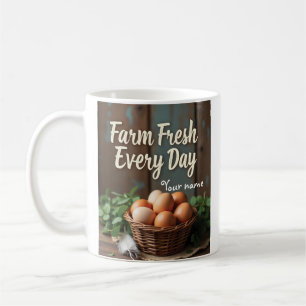 Mug OEufs de ferme dans la vannerie