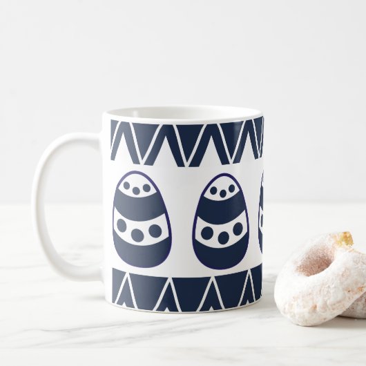 Mug Oeufs de Pâques Chevron Stripes heureux Motif de P (Avec donut)