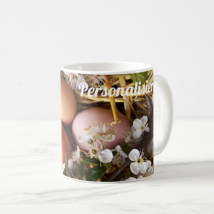 Mug oeufs de pâques dans le nid, personnalisation
