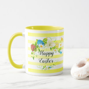Mug Oeufs de Pâques Fleurs de printemps et mouches à