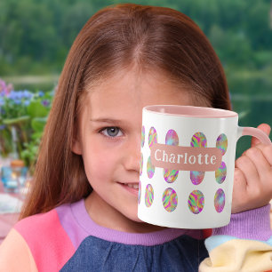 Mug OEufs de Pâques Nom personnalisé Rose