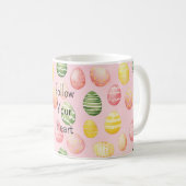 Mug Œufs de Pâques rose jaune vert (Devant droit)