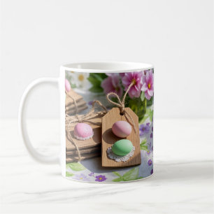 Mug Oeufs de Pâques sur table de jardin
