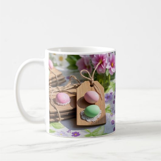 Mug Oeufs de Pâques sur table de jardin (Gauche)