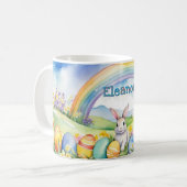 Mug Oeufs du paysage de printemps Bunny Arc-en-ciel (Devant gauche)