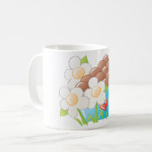 Mug Oeufs en Bleu avec Fleurs et Coeur (Devant gauche)