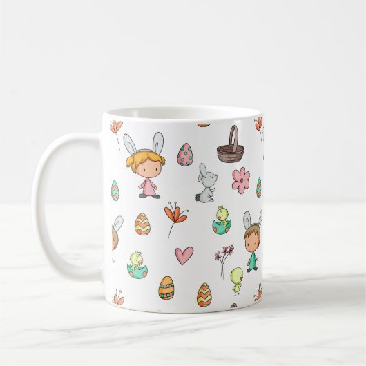 Mug Oeufs mignons Rabbit Enfants Motif Pâques (Gauche)