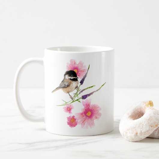 Mug Oeuvre d'aquarelle de poulet mignonne (Avec donut)