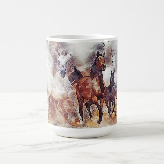 Mug Oeuvre d'aquarelle des Chevaux sauvages (Centre)