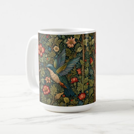 Mug OEuvre d'art d'Elegant Colibri à fleurs bohème (Devant gauche)