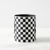 Mug Œuvre d'art en damier noir et blanc avec monogramm (Centre)