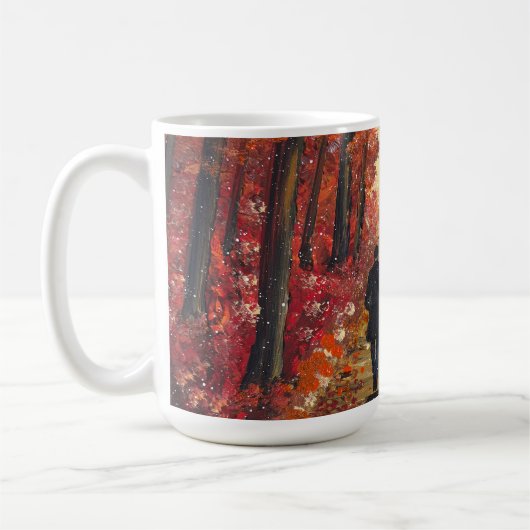 Mug Œuvre d'art faite main - Forêt orange (Gauche)