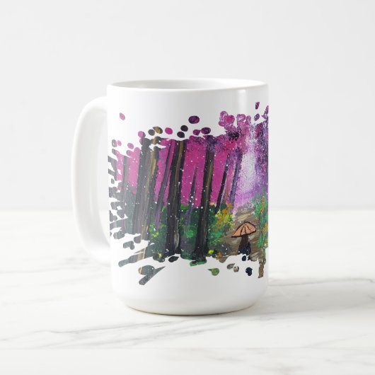 Mug Œuvre d'art faite main - Marche solitaire (Devant gauche)