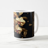 Mug Œuvre d'art florale à l'orchidée dorée luxueuse (Devant droit)