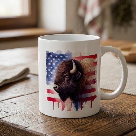 Mug Œuvre d'art majestueuse représentant des bisons am