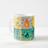 Mug Œuvre d'art murale moderne des quatre éléments 202 (Devant gauche)