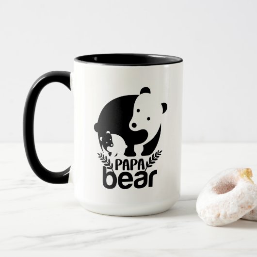 Mug Œuvre d'art typographique Cool Papa bear (Avec donut)