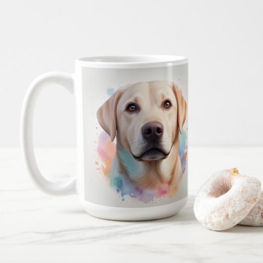 Mug Oeuvre de l'artiste Pastel Magic Labrador Retrieve (Avec donut)