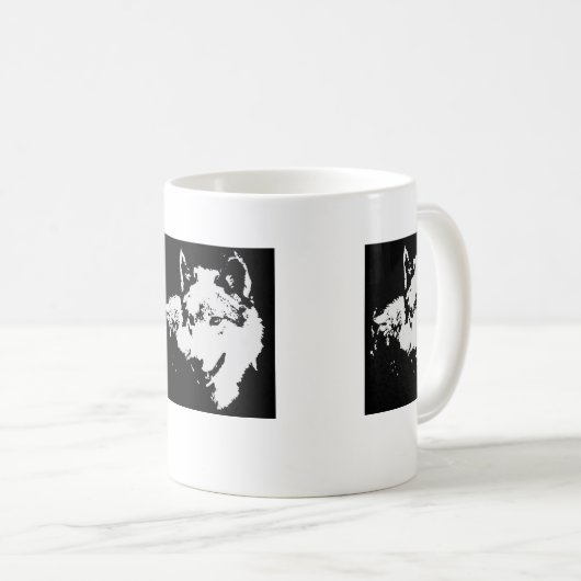Mug Oeuvre de Loup noir et blanc (Devant droit)