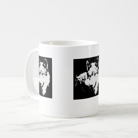 Mug Oeuvre de Loup noir et blanc (Devant gauche)