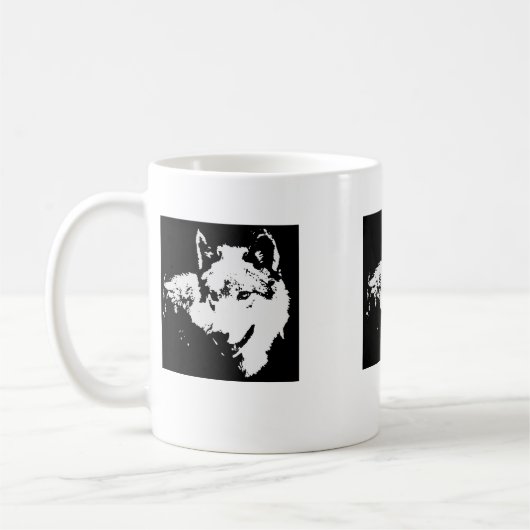Mug Oeuvre de Loup noir et blanc (Gauche)