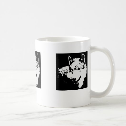 Mug Oeuvre de Loup noir et blanc (Droite)