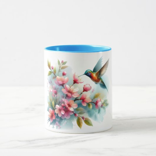 Mug OEuvre florale/printanière de colibri (Centre)